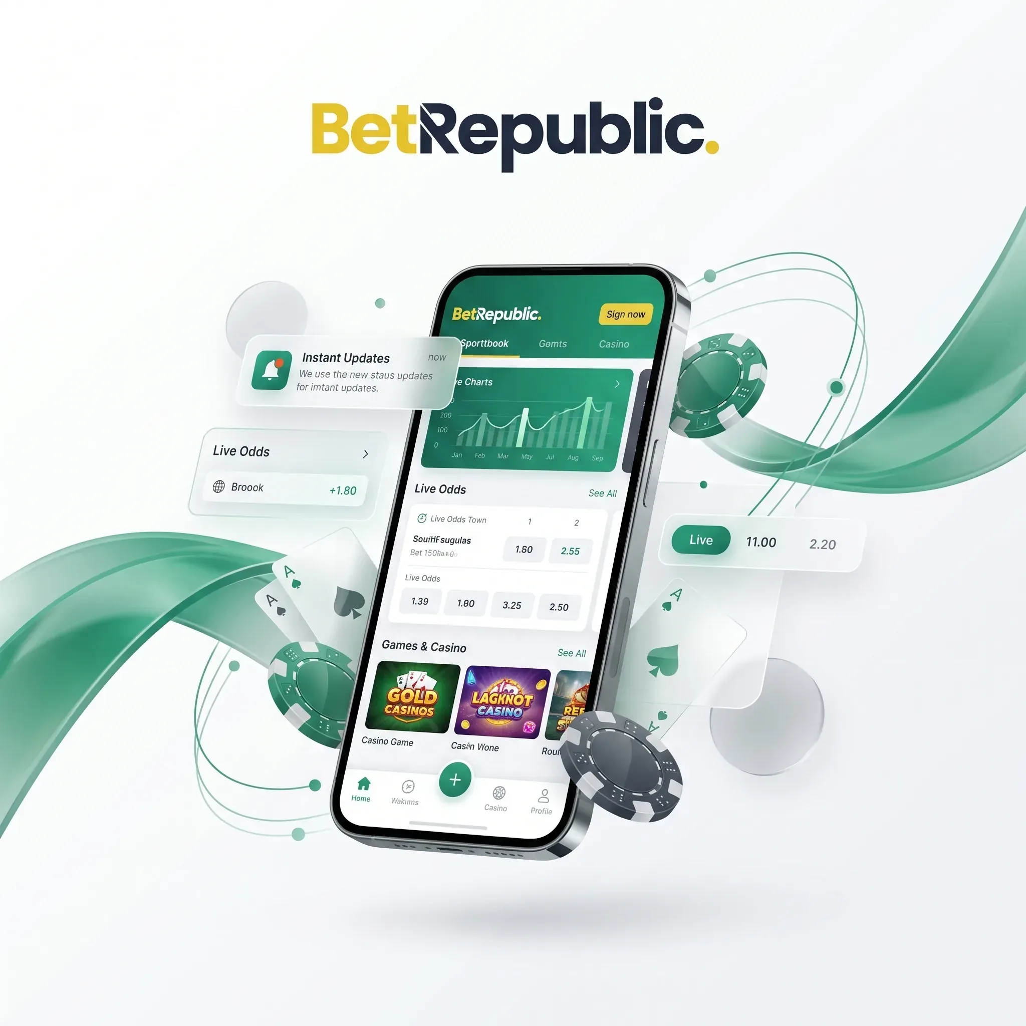 Interfaccia mobile di BetRepublic